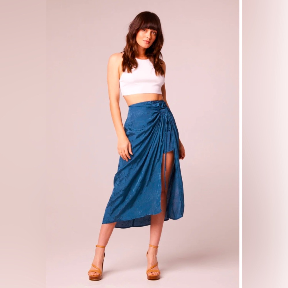 Band of the Free Deep Teal Celene Side Drape Skirt NWT